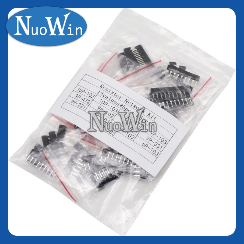 65 Pçs/lote 13valuesX5pcs Kit de Sortimento de Matriz de Rede de Resistores 9A103 9A102 9A472 9A221 6A103 8A103 9A331 9A471 10A103 7A103 5A103