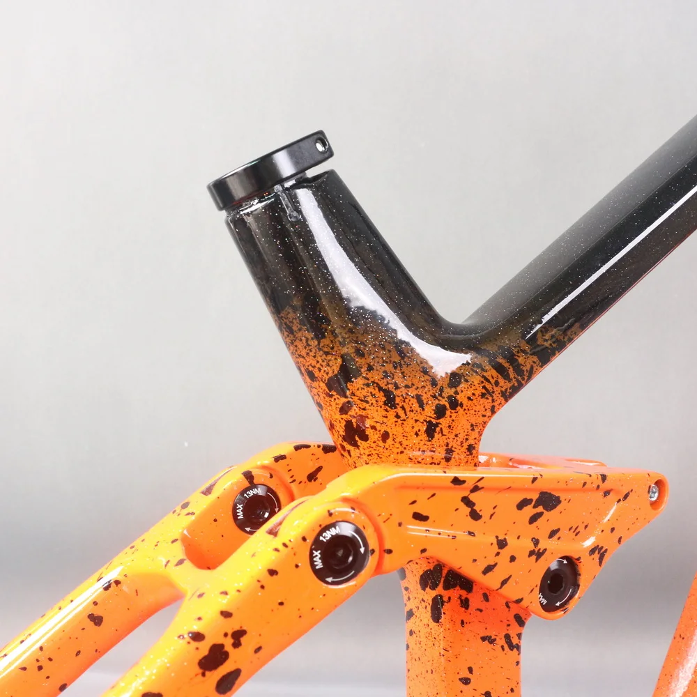 29er Boost Suspension E-Bike Carbon Frame E69 BAFANG M500 M510 M600motor travel 150mm Black Orange Paint