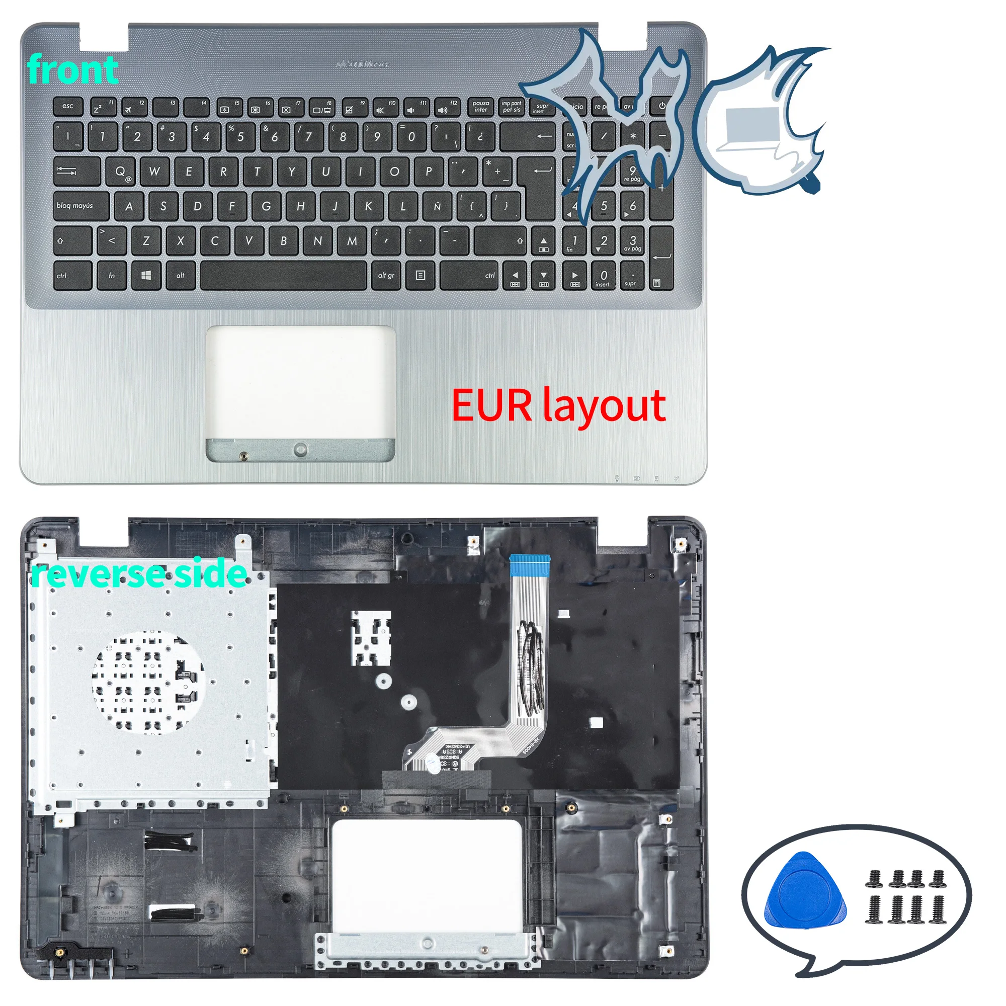 Imagem -05 - Tampa Superior com Teclado para Laptop Layout Inglês ou Europeu Peças de Reposição Dourado ou Cinza X542 X542u X542b X542ba R542ua