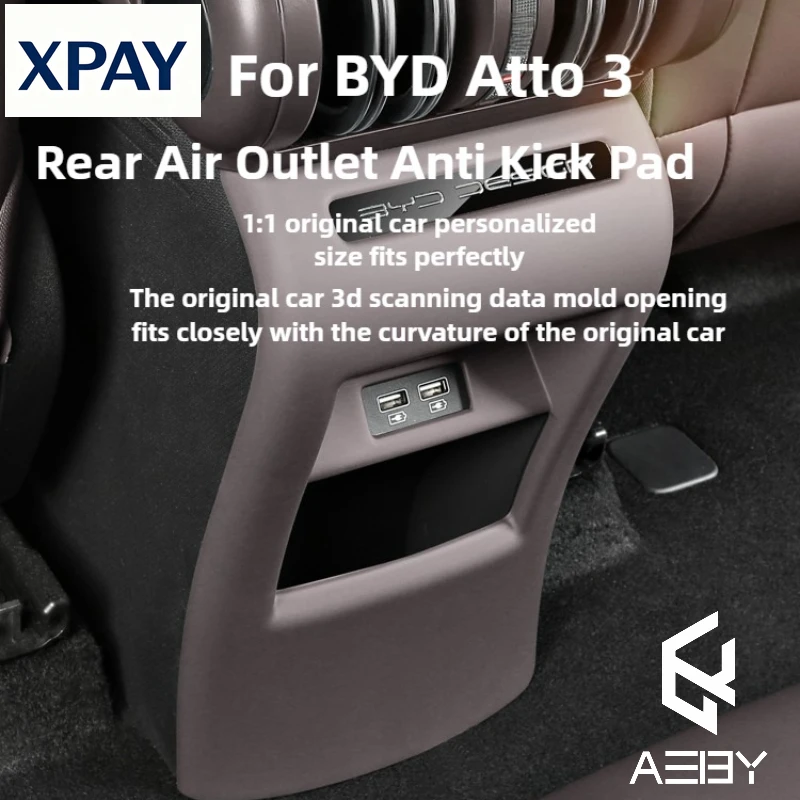 New Car For BYD Atto 3 2022-2024 Rear Central Control Air Outlet Protective Cover Vent Kick Proof Frame Trim Interior Accessorie