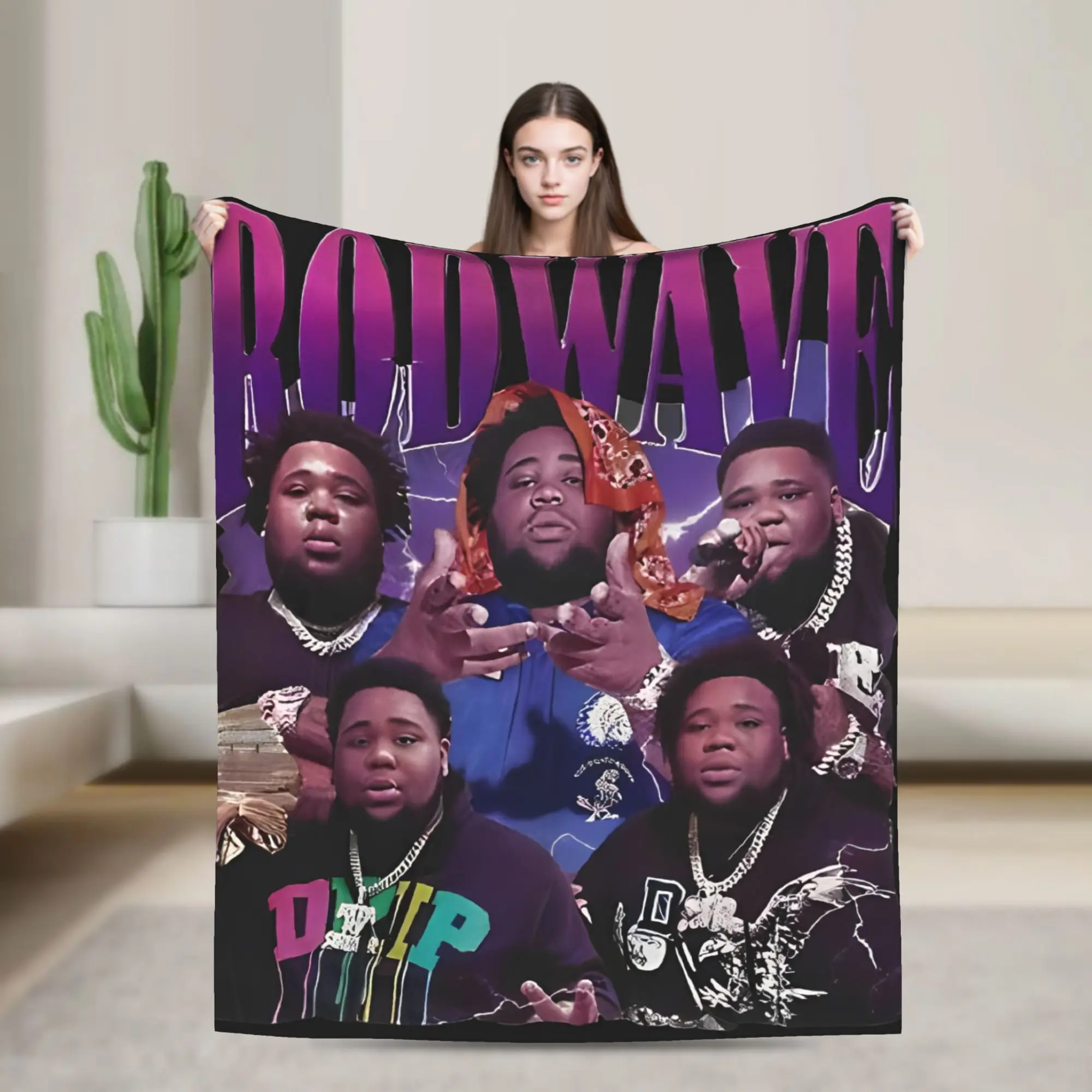 

Rapper rod wave Blanket Warm Aesthetic Plush Throw Blanket For Bedroom Camping Flannel Bedspread Bed Cover