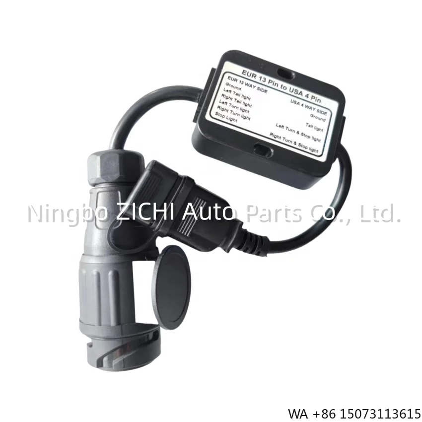 

Конвертер светильников для прицепа, 4-контактный адаптер США в ЕС, 13-контактный адаптер для автомобиля США, 4-контактный плоский на 13-контактный круглый штекер