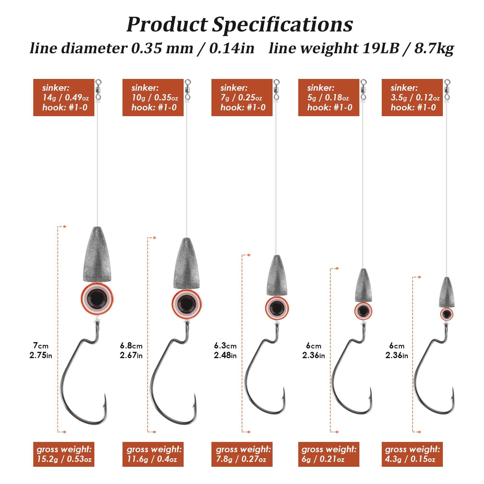 5 قطع الصيد تكساس تلاعب مجموعة 3.5 جرام 5 جرام 7 جرام 10 جرام 14 جرام الرصاص الوزن ثقالة # 1/0 خطاف صيد السمك كارولينا مجموعة أدوات الباس #2