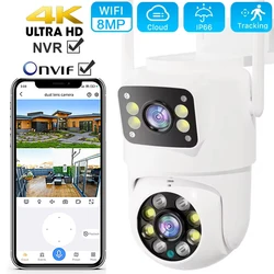 8MP Dual lens PTZ WIFI Camera 4K HD dual Screen Ai Body Recognition Outdoor 4MP Security Video Surveillance Camera CareCam Pro