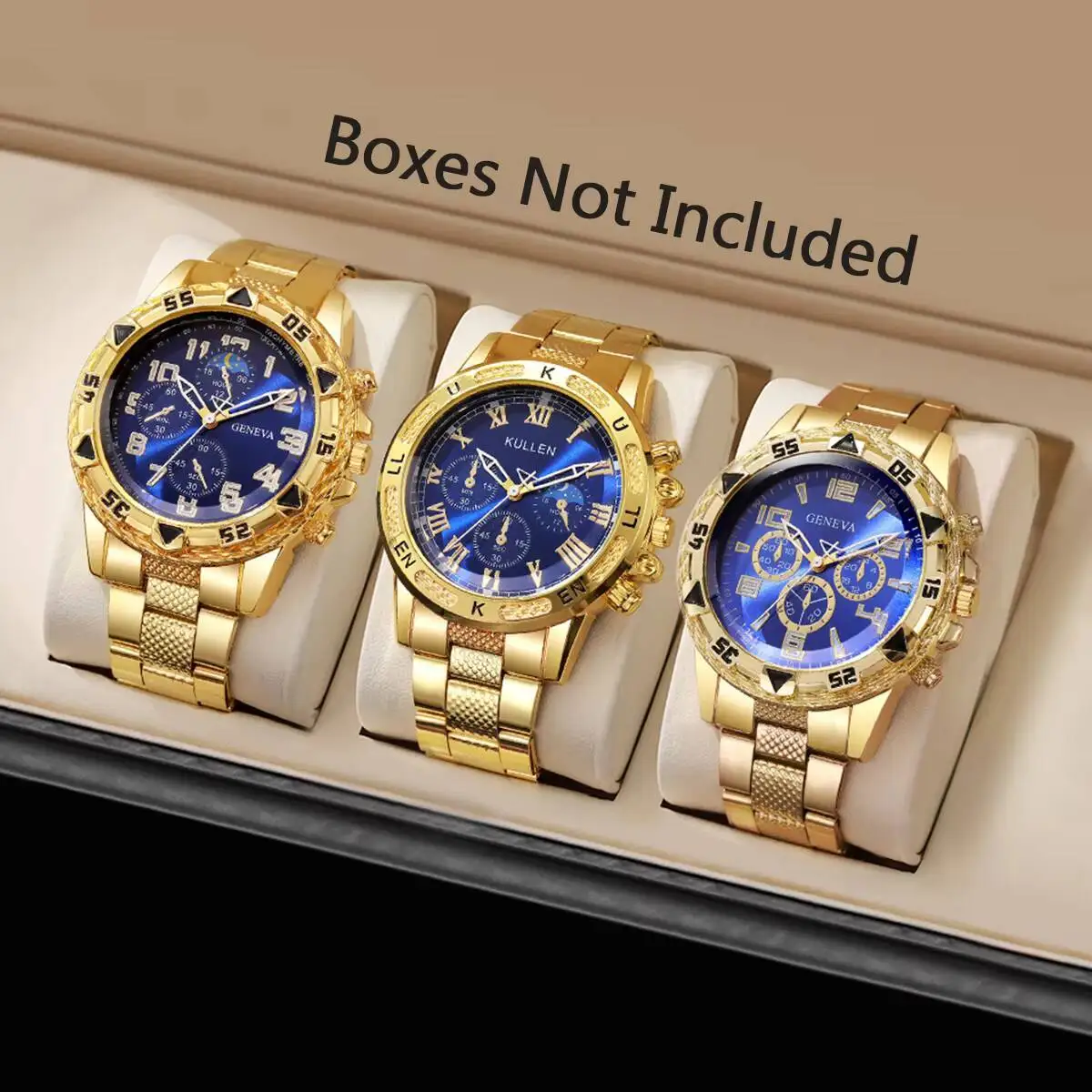 3PCS/Set Fashion Men Business Watches Luxury Large Dial Mens Quartz Wristwatch Reloj Hombre（Without Box）