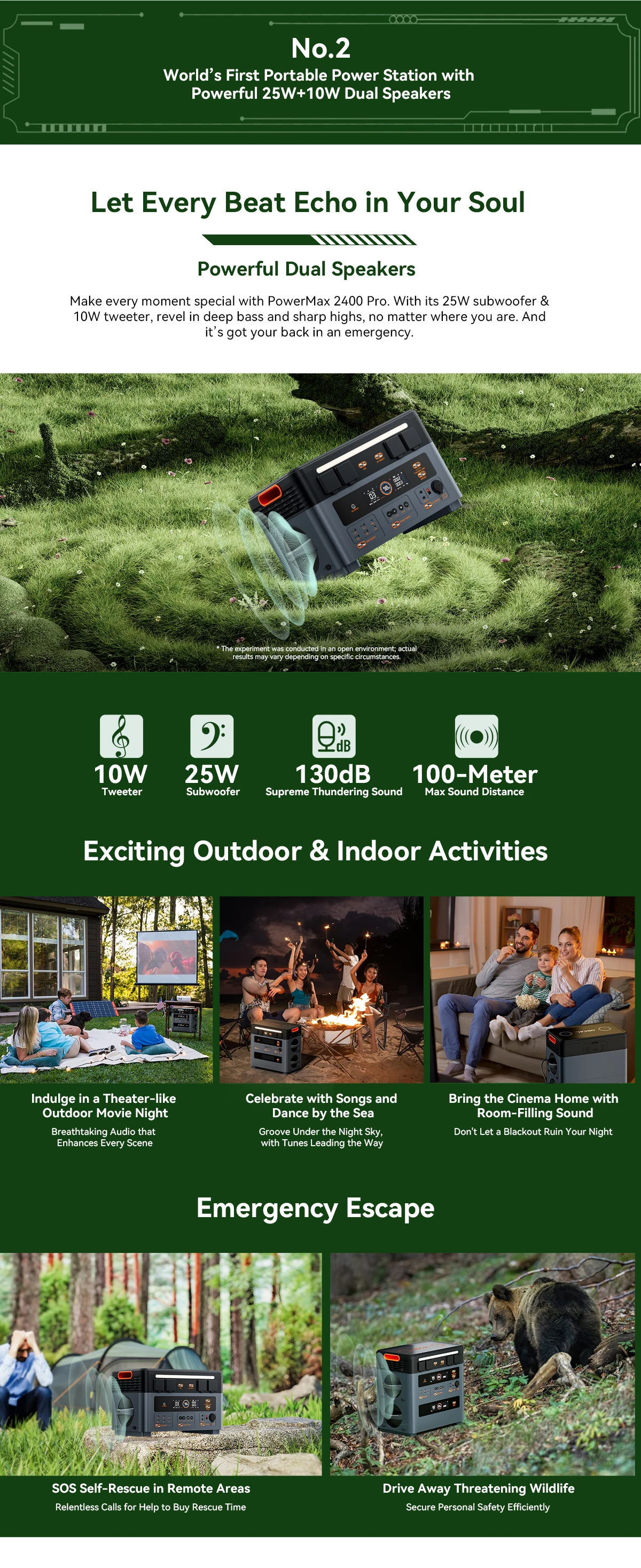 Oscal PowerMax2400pro Tragbare Powerstation, 1,2 Std. Schnellladung, Duale Lautsprecher, Smart-App-Steuerung & Überwachung, 2016Wh 2400W Generator – Detail 7