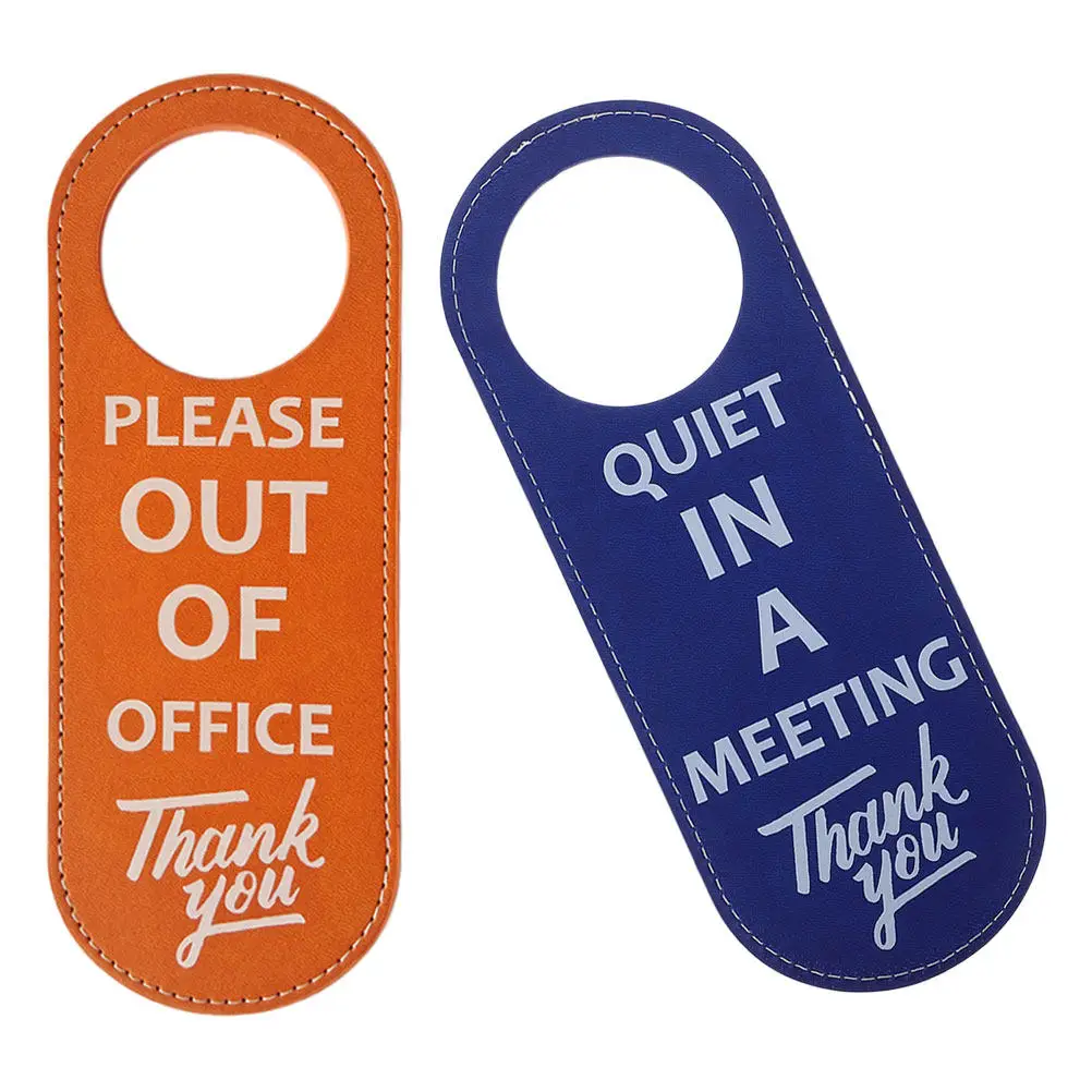 2Pcs Door Hanger Sign PU Double Sided Quiet in Meeting Office Door Knob Privacy Please Out of Office Occupied Do Not Disturb