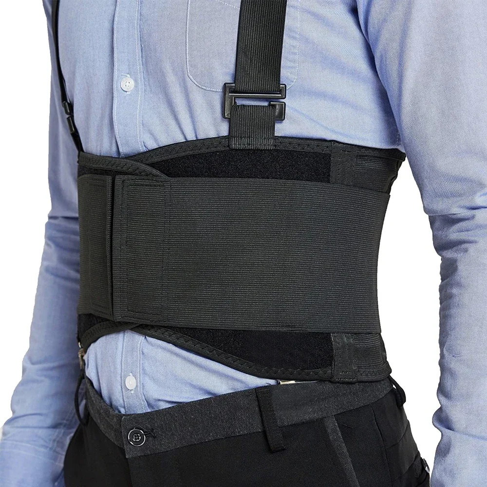 Industrial Work Back Brace Waist Pain Protection Belt with Suspender Strap for Heavy Lifting,Construction,Moving,Warehouse Jobs