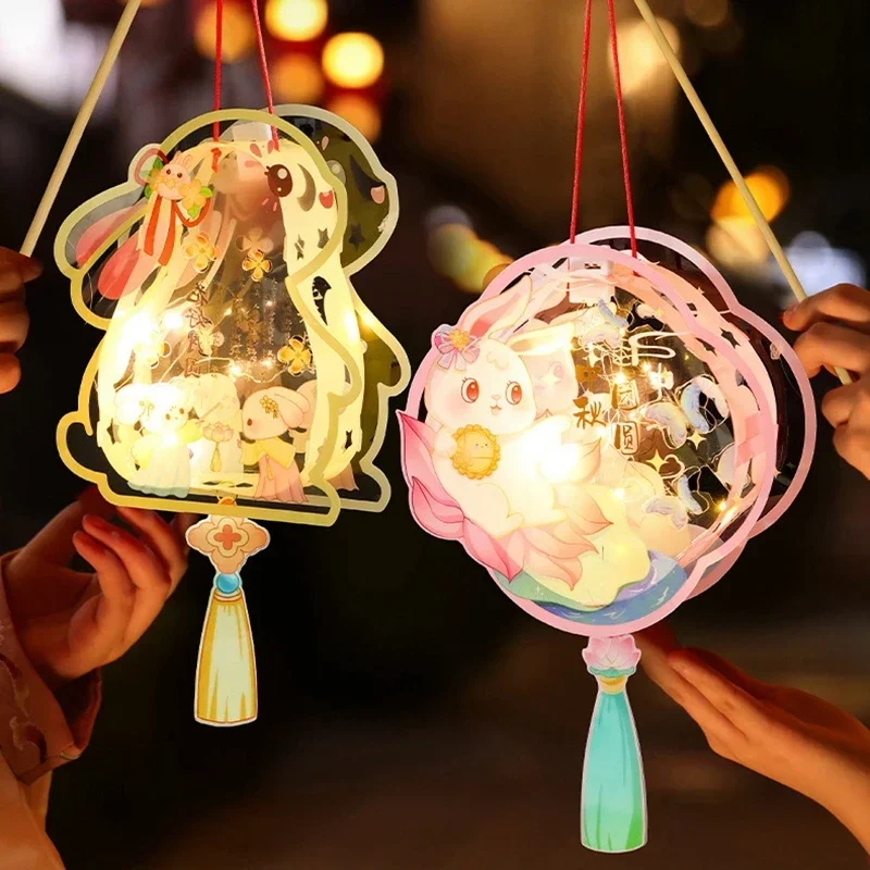 

Chinese Lantern DIY Mid Autumn Festival Lanterns Chinese New Year Decoration LED Handmade Chinese Lamp Christmas Portable Lamp