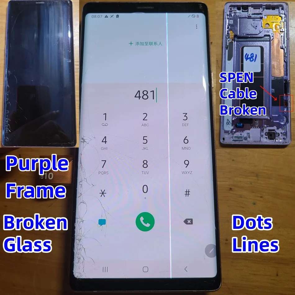 

Ремонт кромки экрана Separete стекло практика ЖК для Samsung Galaxy Note 9 N9600 N960F N960U Note9 сломанное стекло Touch OK DOT LINE