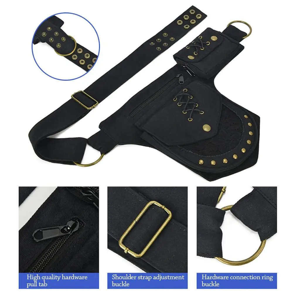 أزياء القطن حزام الخصر حزم حزام قابل للتعديل متعددة الوظائف الهاتف الحقيبة السفر خمر حقيبة كروسبودي في الهواء الطلق