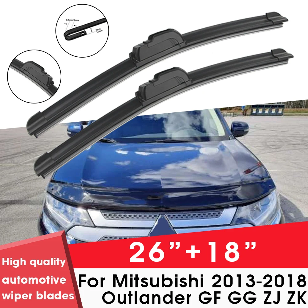 

Car Wiper Blades For Mitsubishi Outlander GF GG ZJ ZK 2013-2018 26"+18" Windshield Windscreen Clean Naturl Rubber Cars Wipers