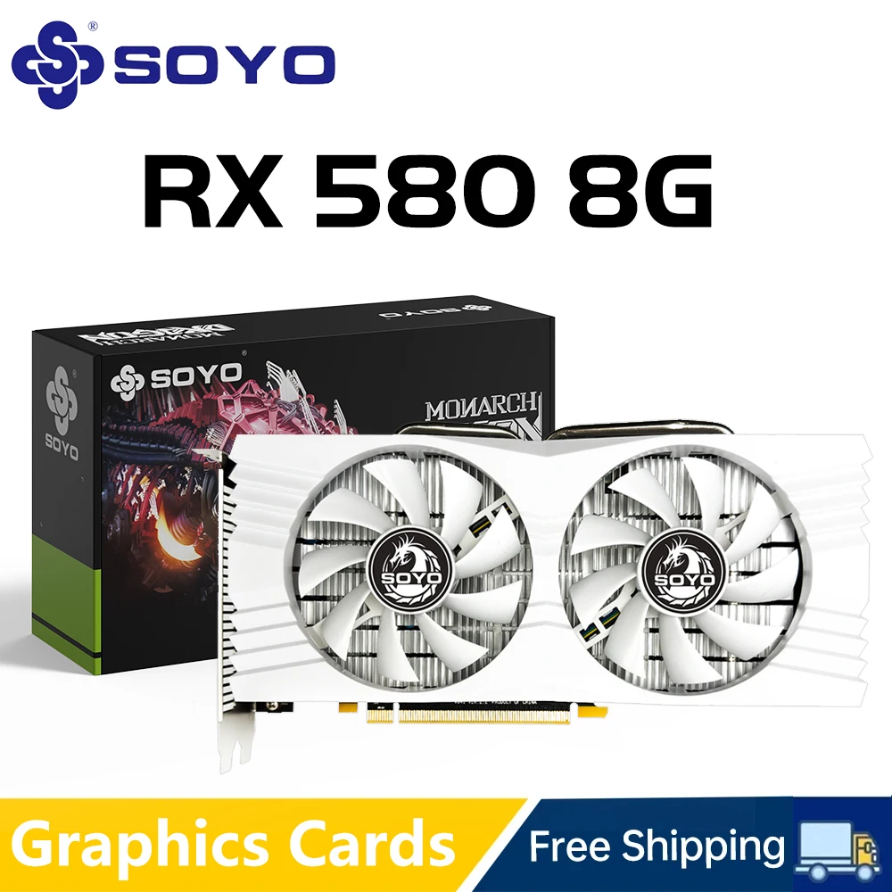 SOYO AMD Redaon RX580 8G Graphics Card GDDR5 Memory 256Bit White Gaming Video Card Supports HDMI DP Interface Computer Combo