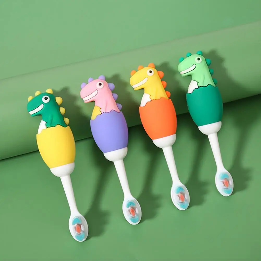 

1Pc Toddler Toothbrush Cartoon Dinosaur Design Deep Cleaning Dense Bristle Funny Soft Children Toothbrush for Home