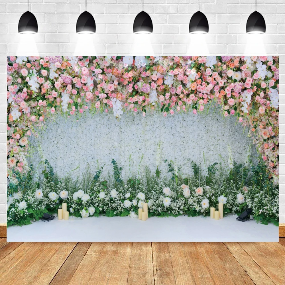 Outdoor Wedding Photography Backdrop Ceremony Flowers Wooden Wall Marriage Bridal Shower Party Photo Backgrounds Studio Props