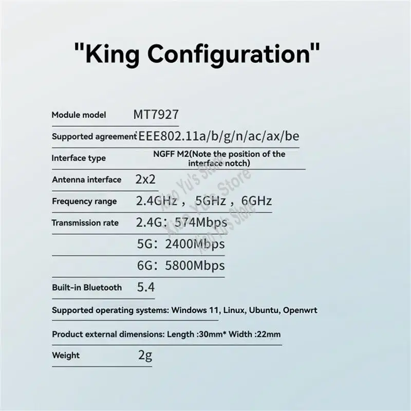 

MT7927 Беспроводная карта Wi-Fi 7 8774M Трехдиапазонный 2,4G/5G/6Ghz + 2 антенны Гигабитный сетевой адаптер BT5.4-BCBW