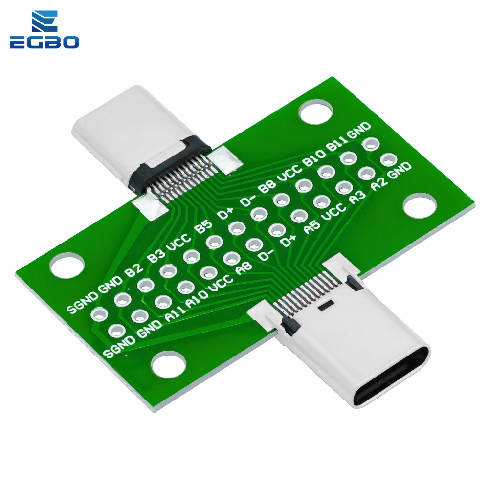 Type-C ตัวผู้ไปทีเสียบยูเอสบี3.1ทดสอบบอร์ด PCB ปลั๊กคอนเนคเตอร์ประเภท C 24P 2.54มม. สำหรับสายข้อมูลการถ่ายโอนสายเคเบิล