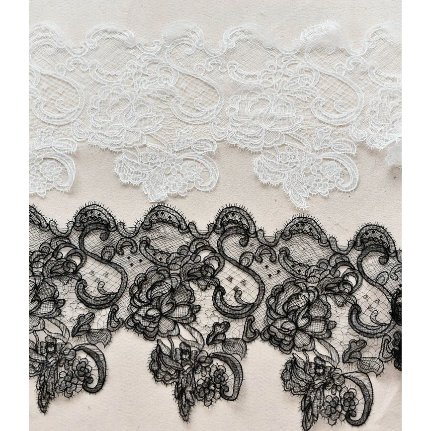 1Yard Hollow Embroidery Lace Trim, Wedding Dress Lace Fabric Decoration Accessories Eyelash Dress Lace 28CM Wide