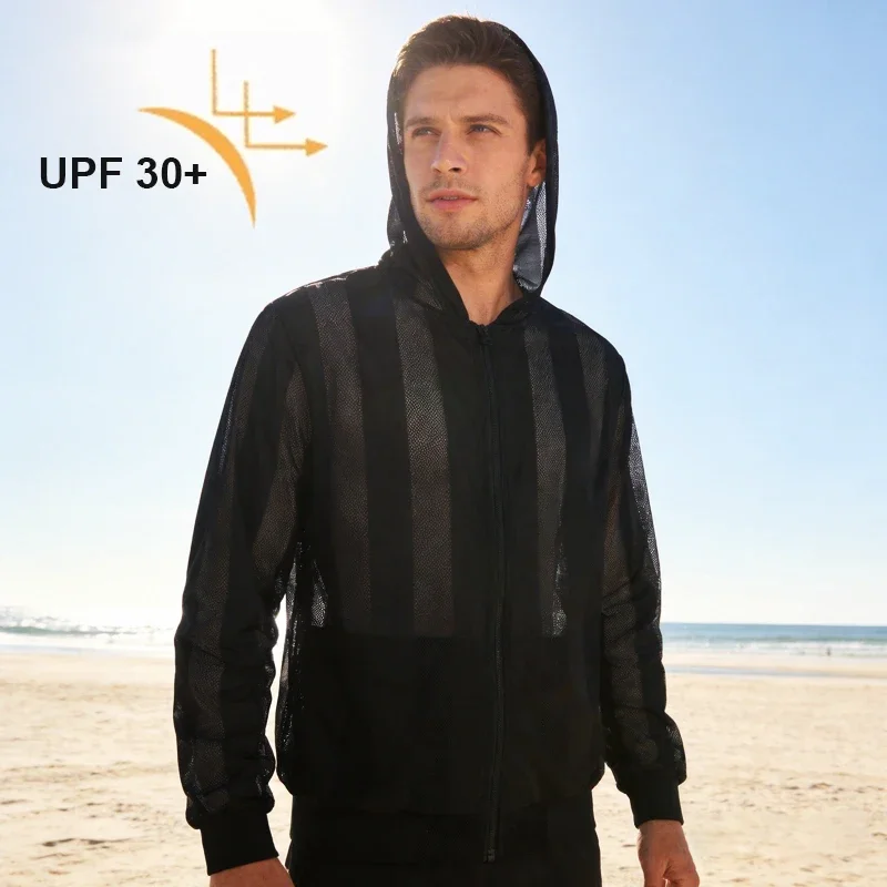 Outdoor Hiking Summer UPF50+ UV Sun Protection Skin Coats Men's Running Ultra-Light Hooded Outwear Breathable Casual Jackets Men