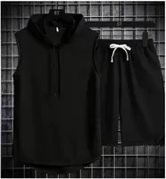 2025 summer new men's two-piece casual T-shirt and shorts set men's sports set fashionable short sleeved sports set hooded T-shi 2