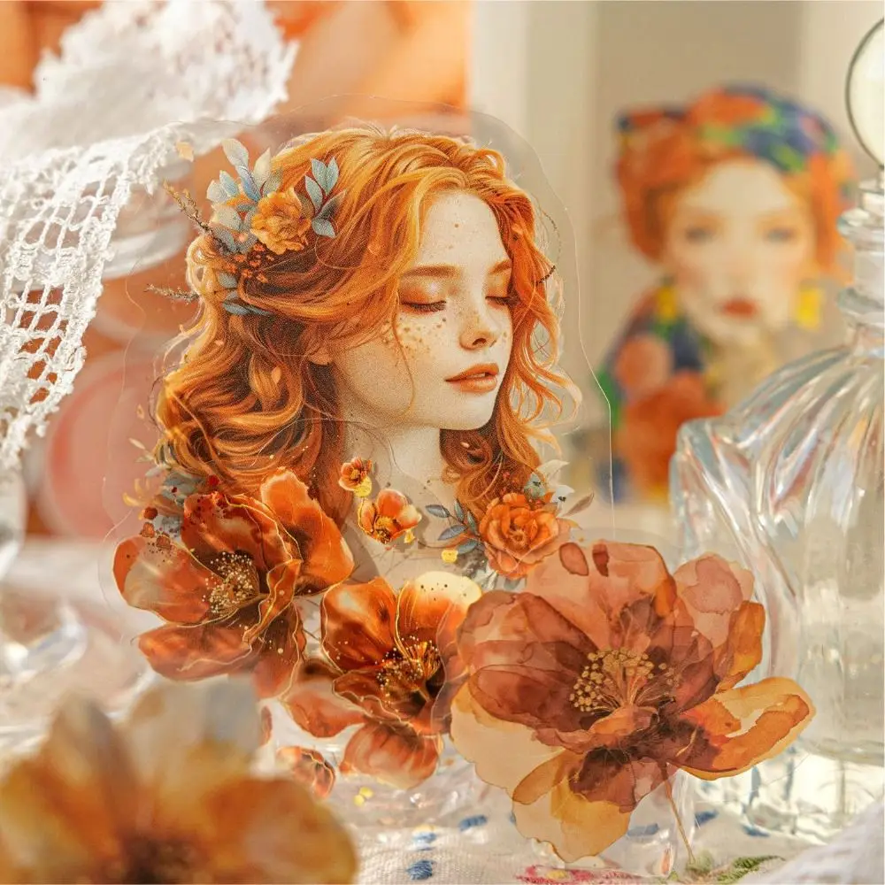 

Botanical Theme Floral Encounter PET Stickers Waterproof Removable Journal Decor Stickers DIY Crafts Collage Material Stickers