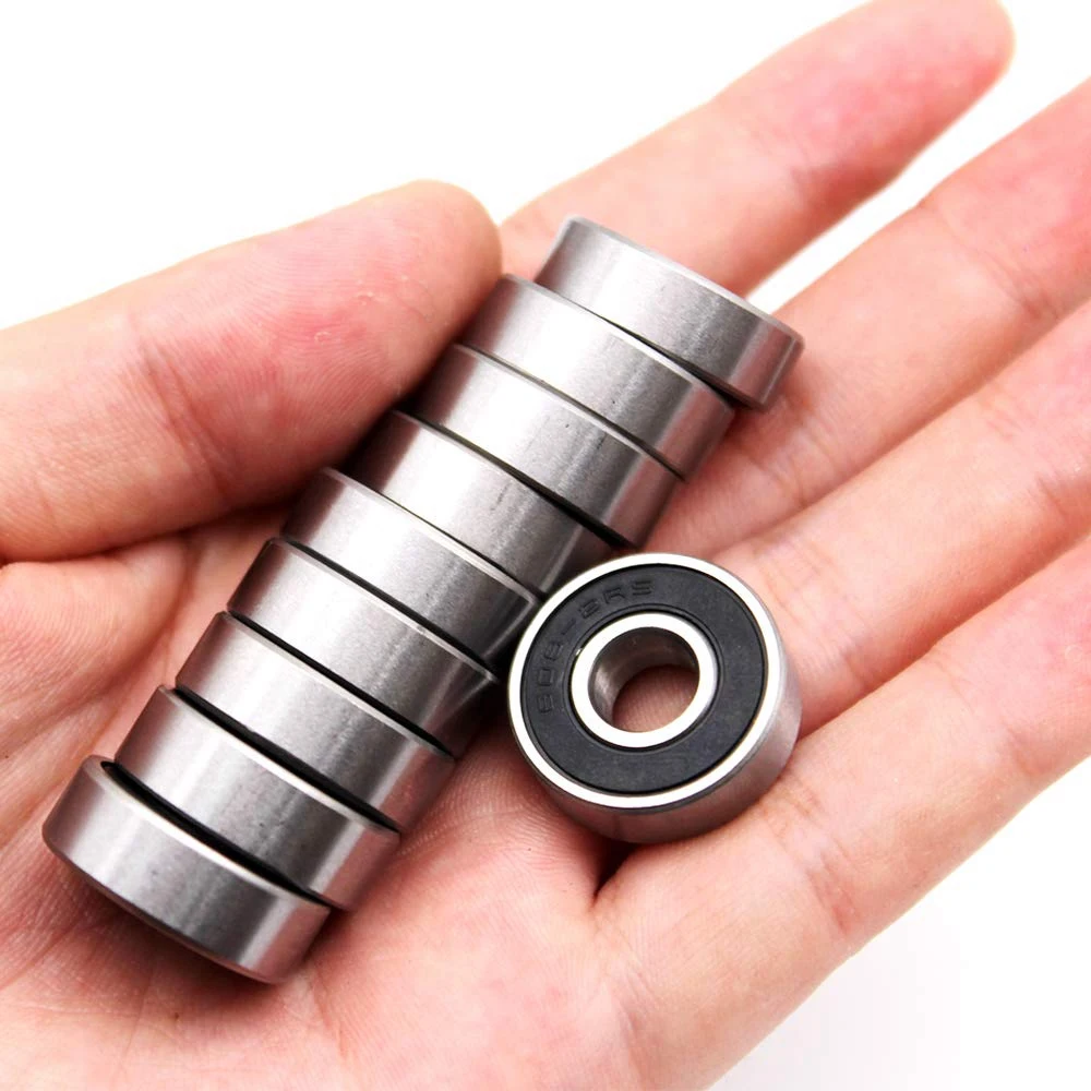 ABUL-100Pcs 608-2RS Skateboard Bearing,Rolling Bearings Silver, 8X22x7mm