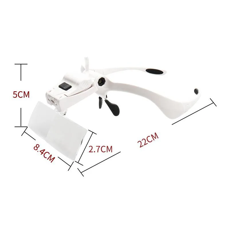 5 Lens Adjustable Magnifier Eyelash Extension Magnifying Glasses LED Light Lamp Grafting Repair Tattoo Individual Lashes