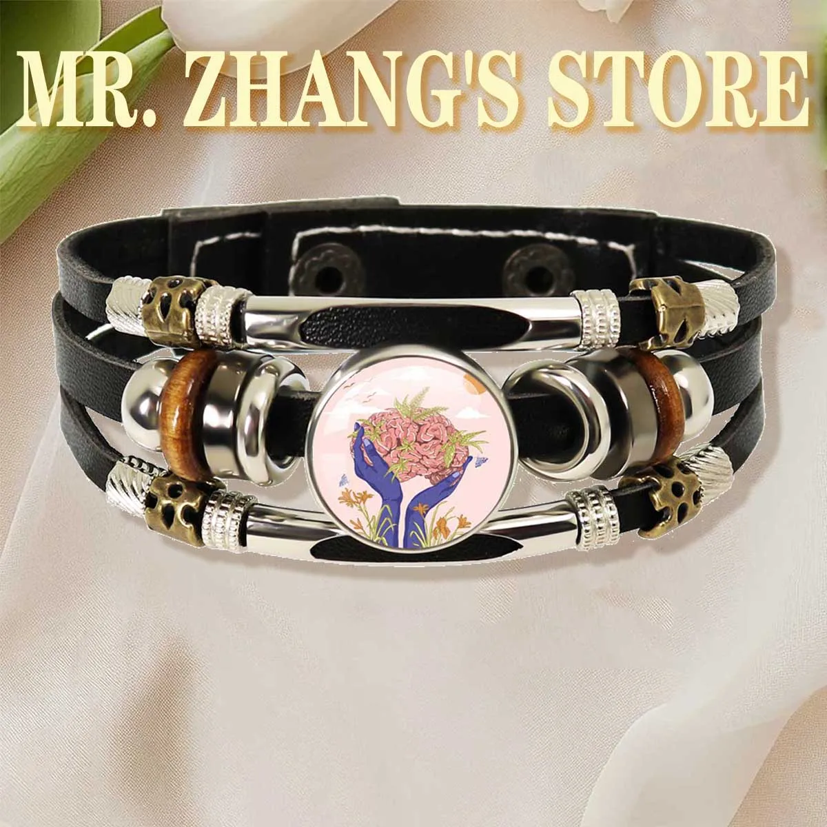 Kind To Your Mind Glass Cabochon 18mm Leather Bracelet Mental Health Psychology Psychiatry Therapist Awareness Gift