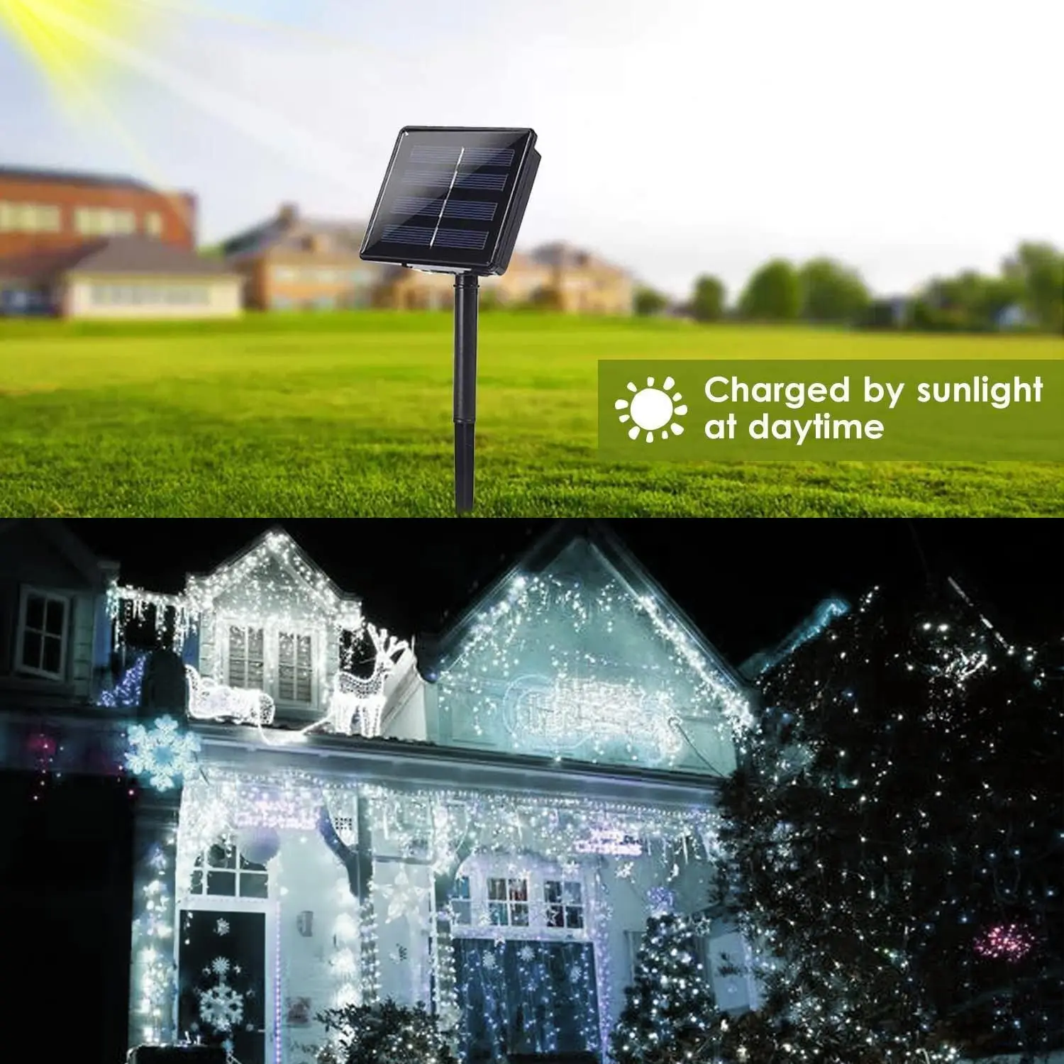 Solar LED Light Outdoor Waterproof Fairy Light Garland Christmas Decor Wedding Garden Party Yard New Year's Eve Decorations