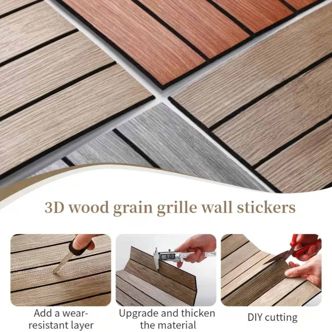 3D Wood Grain Wall Sticker Panel Image 5
