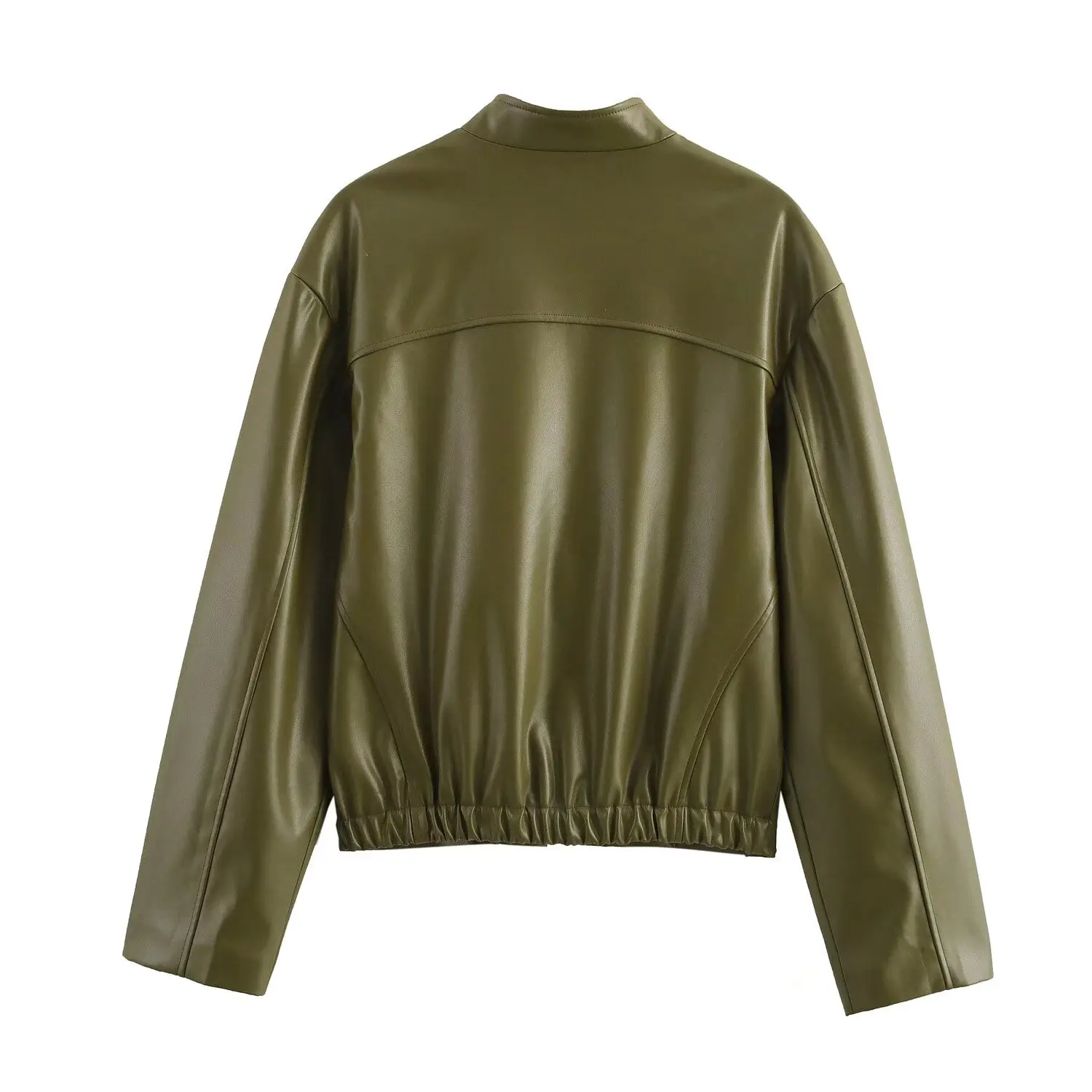 

ZAB Осенняя новинка Faionable Pilot Jaet Женская верхняя одежда из искусственной кожи Long Sve Street Sle Универсальное ветрозащитное пальто