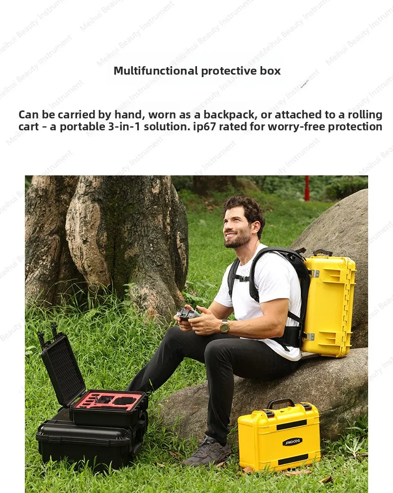 صندوق معدات التصوير الفوتوغرافي على ظهره هارد شل مقاوم للماء حقيبة ظهر بلاستيكية SLR معدات الكاميرا صندوق الأدوات