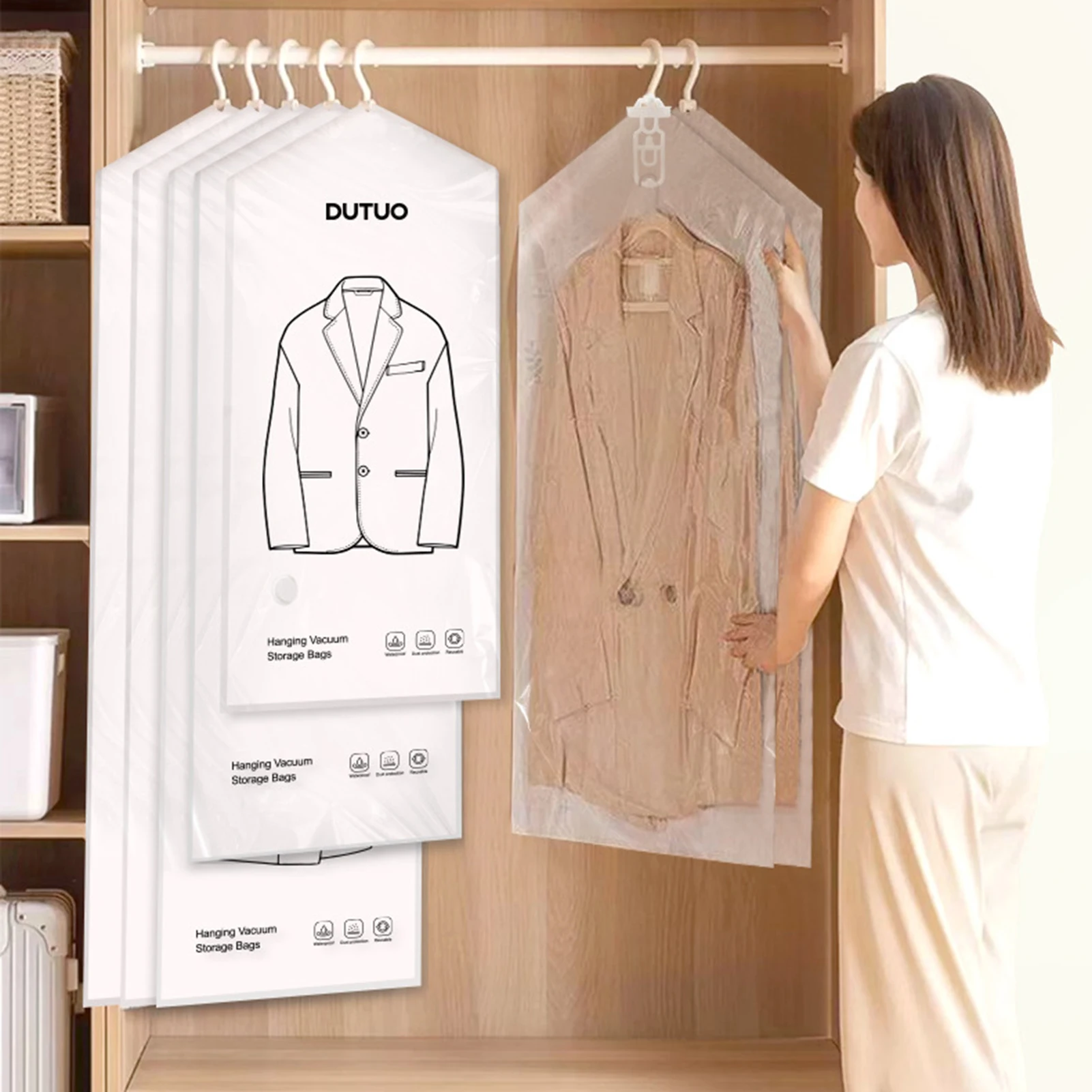 PEVA Vacuum Compression Bags for Clothes Storage Wardrobe Organizer Space Saving Down Jacket Bag Moisture Proof Durable