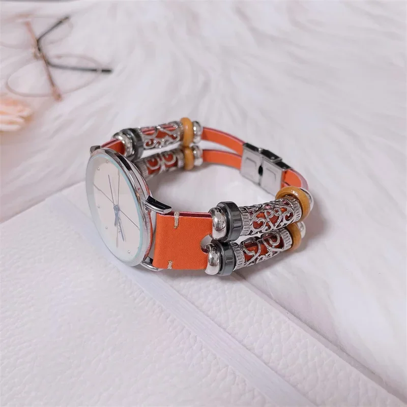 レトロレザーストラップサムスンギャラクシーウォッチ 6/5/4/クラシック 20 ミリメートル 22 ミリメートルリンクブレスレット huawei gt/Amazfit GTS 4/GTR/バランス/bip バンド