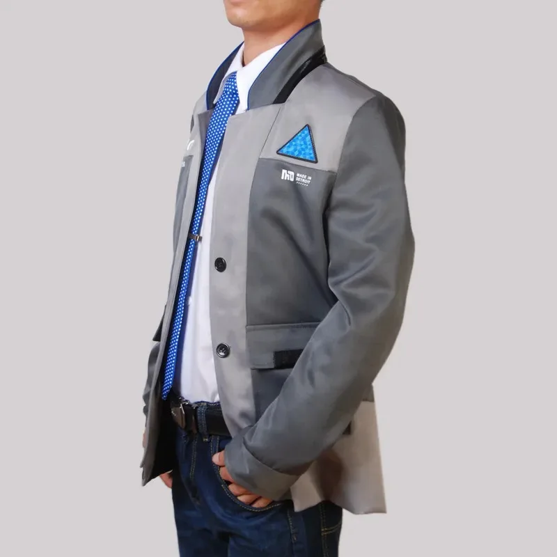 Jaket Pria Seragam Cosplay Anime Connor Kemeja Putih Dasi RK800 Mantel Kostum Set Lengkap Pakaian Pertunjukan Panggung Penyamaran Dl;1