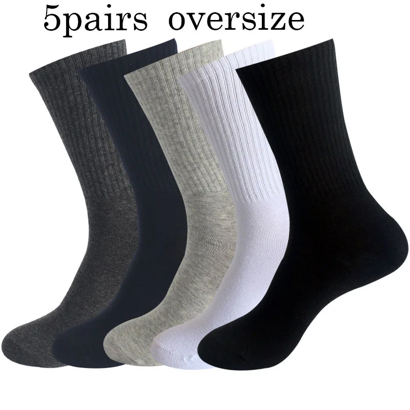 5 Pairs Men's Autumn Winter Socks Mid Tube High Elastic Calf Sock Running Sports Fashion Large Size Solid Color Simple Wholesale