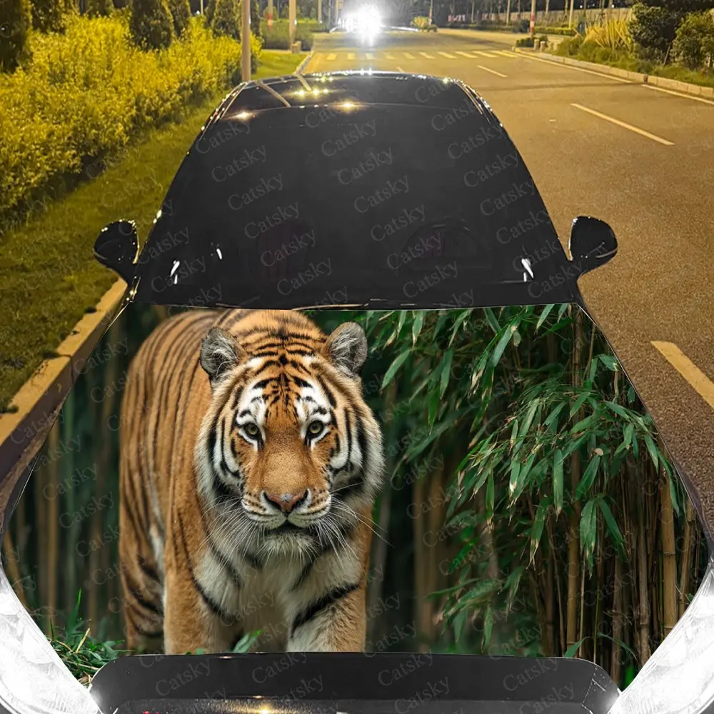 

Serene Jungle Tiger Car Hood Stickers - Self-Adhesive, Waterproof and Durable Vinyl Wrap, Decorate And Protect Your Car - The Gi