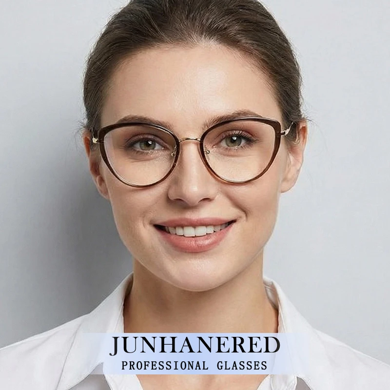 

Fashion Prescription Custom Progressive Optical Eyeglass Retro Cat Eye Frame Photochromic Anti Blue Light Women Small Glasses