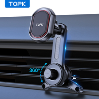 TOPK Magnetic Car Phone Mount,3-Point Support 360° Rotating Extended Arm Extendable Hook Powerful Magnetic Phone Holder for Cars