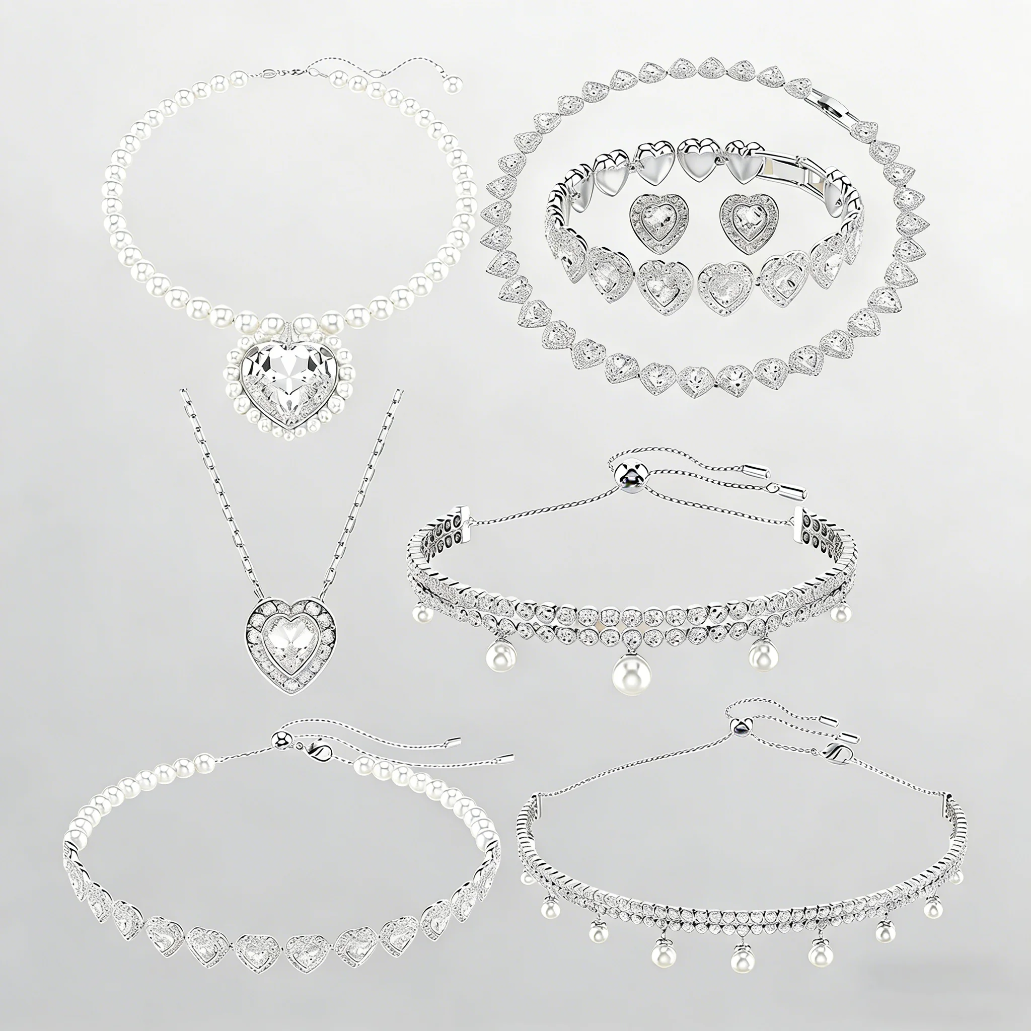 

2026 Heart-Shaped Diamond Pearl Tassel Jewelry Multi-Style High-End Ornaments for Daily Life, Party & Gift-Giving