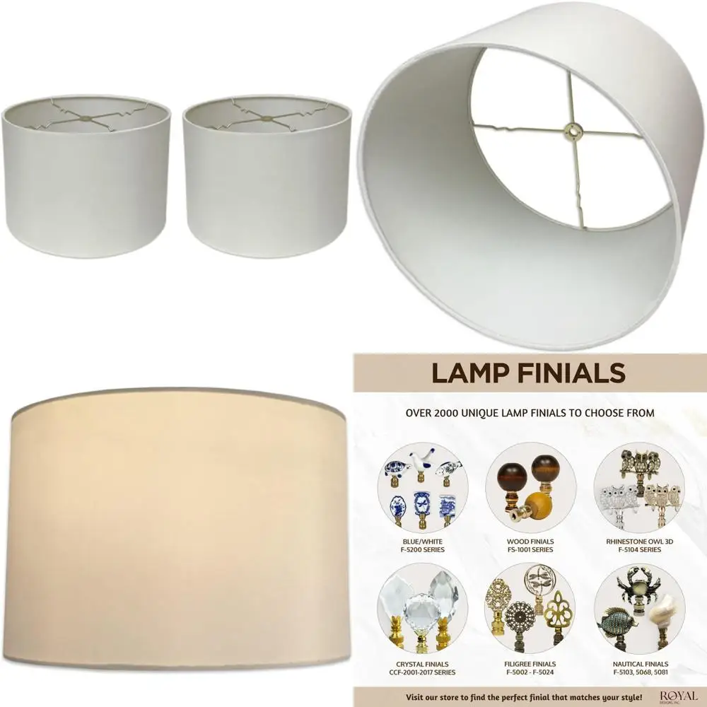 

White Shallow Drum Hardback Lamp Shades, 13 x 14 x 9, 2-Pack, for Home Lighting Decor