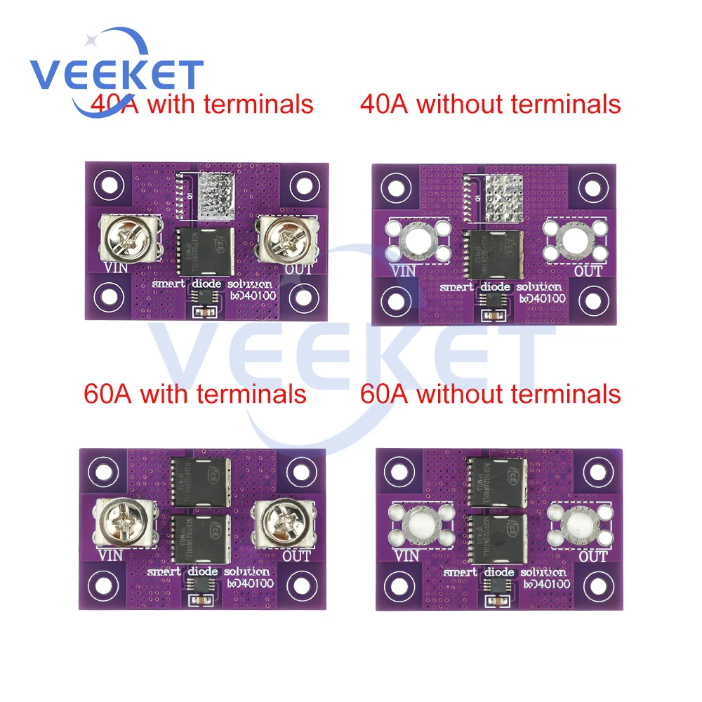 Module de diode idéal double puissance 40A 60A avec conception sans sol pour une protection contre l'inversion de polarité dans les systèmes de batterie et de panneaux solaires