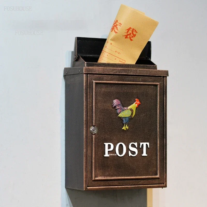 #European Cast Aluminum Mailboxes Vertical Retro Wall Ornament Mailbox Creative Complaints and Suggestions Box Home Letter Box T