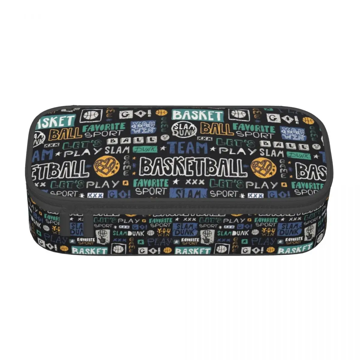 Customized Basketball Dots Round School Pencil Cases Boys Gilrs Large Storage Physical culture Pencil Pouch Students Stationery