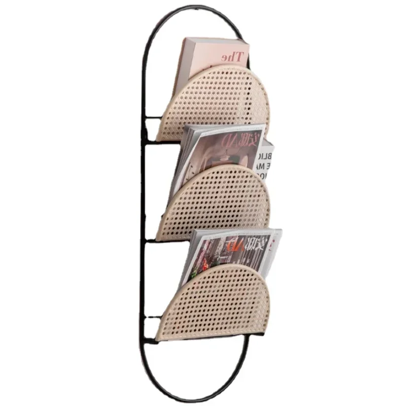 

Настенная полка для газет в скандинавском стиле, имитация виноградной лозы, многоярусная декоративная витрина, универсальная практичная подставка для журналов