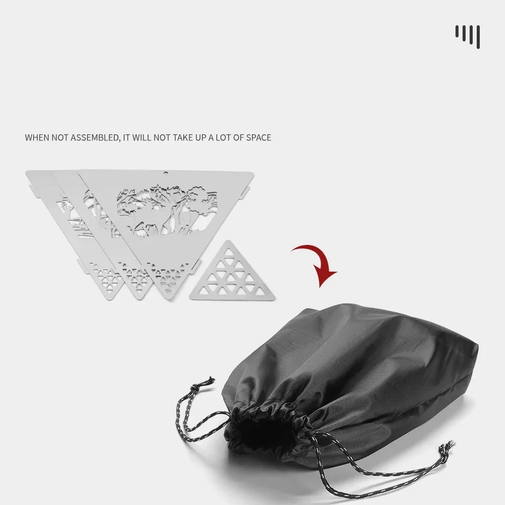 المحمولة معلقة موقد للتخييم خفيفة الفولاذ المقاوم للصدأ نزهة النار الدافئة مثلث حرق موقد الخشب الوقوف في الهواء الطلق المعسكر #3