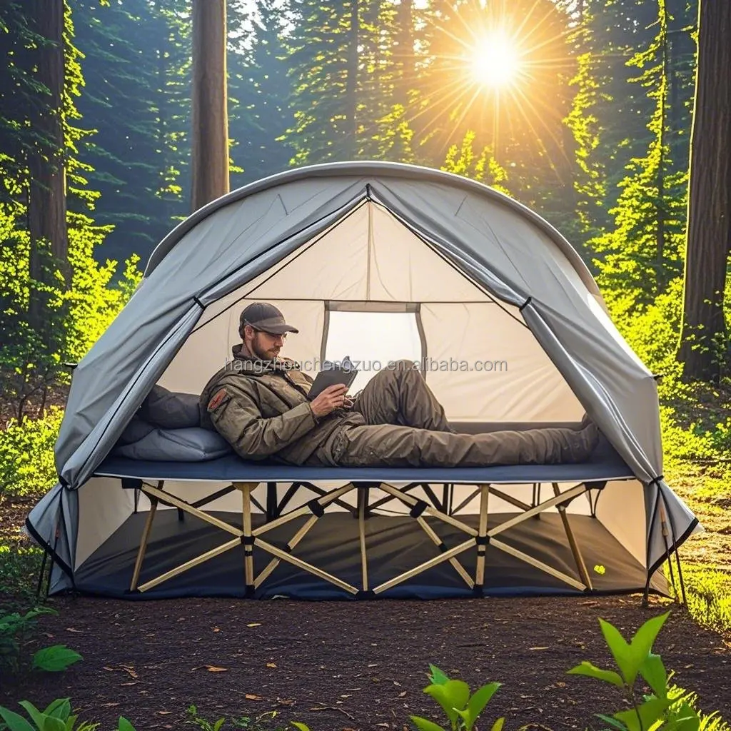 

1 Person Outdoor Cot Tent, Portable Camping Bed Tent Folding Awning off Ground Tent,CZX-884 Tent Build on Cot or Use Alone