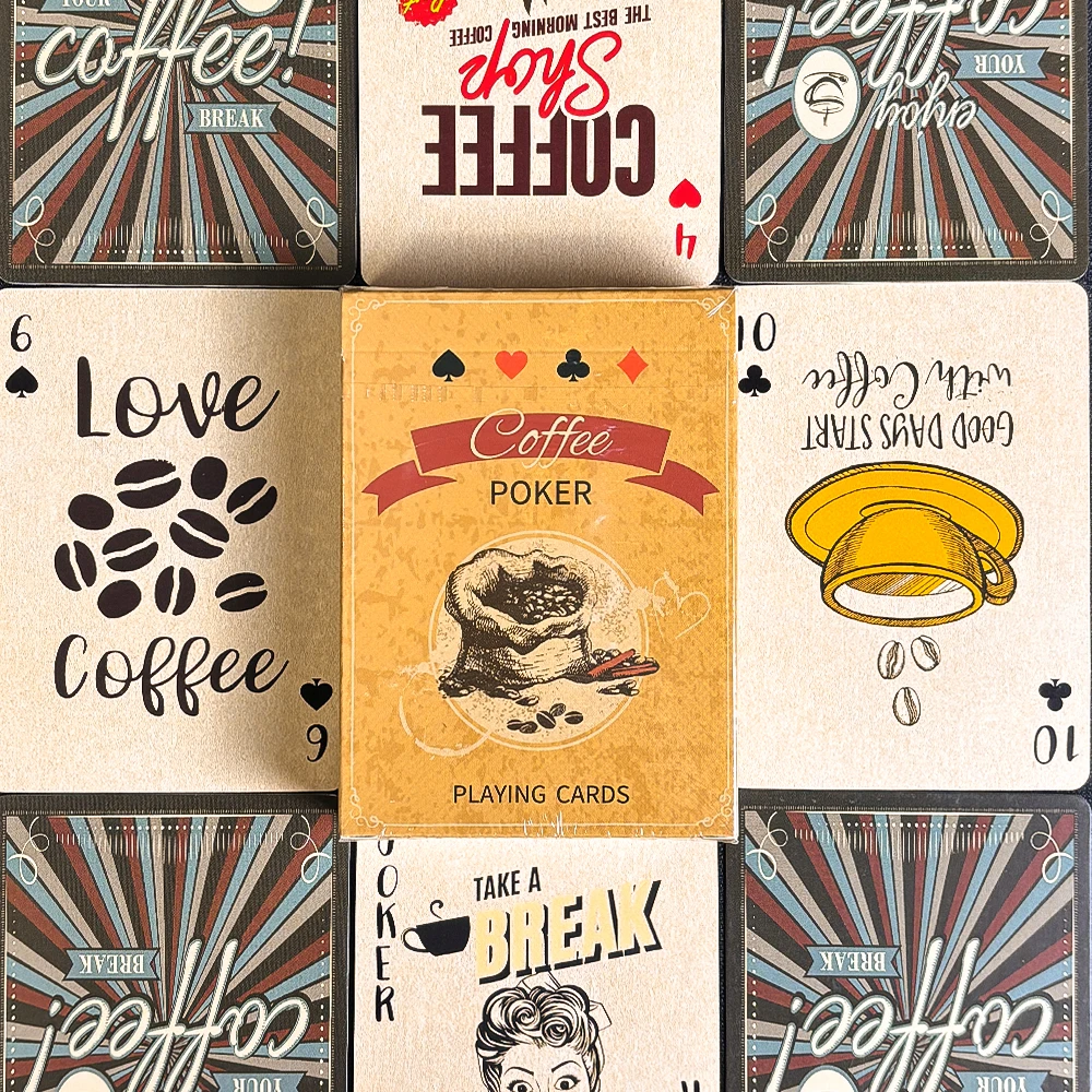 أوراق اللعب الورقية للقهوة، مجموعة البوكر الكلاسيكية الكلاسيكية من البطاقات، جميع البدلات المختلفة للتجمعات العائلية والحفلات والمناسبات الأخرى #6