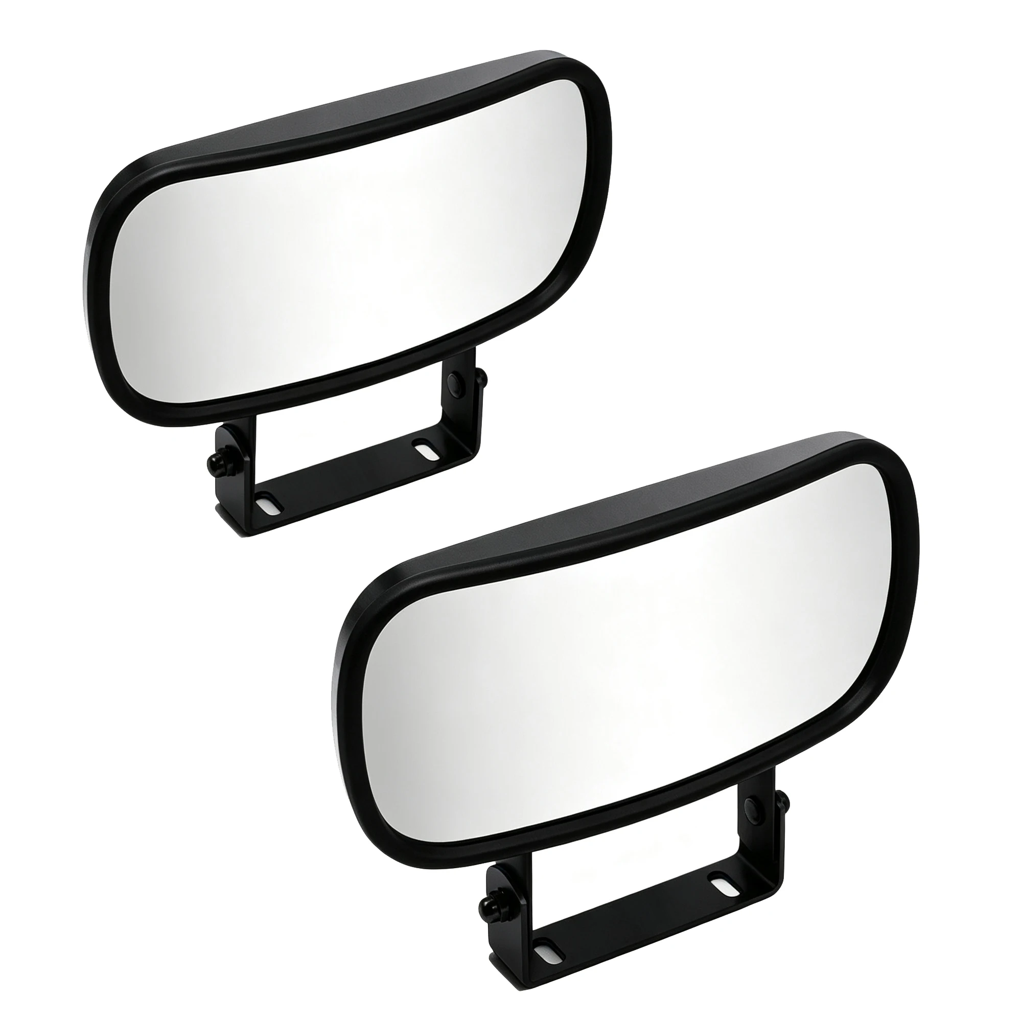 WLLW A Pair Black Stainless Steel Rectangular Convex Mirror fit for Tractors Forklifts Trucks Car Boat Universal U-Brack