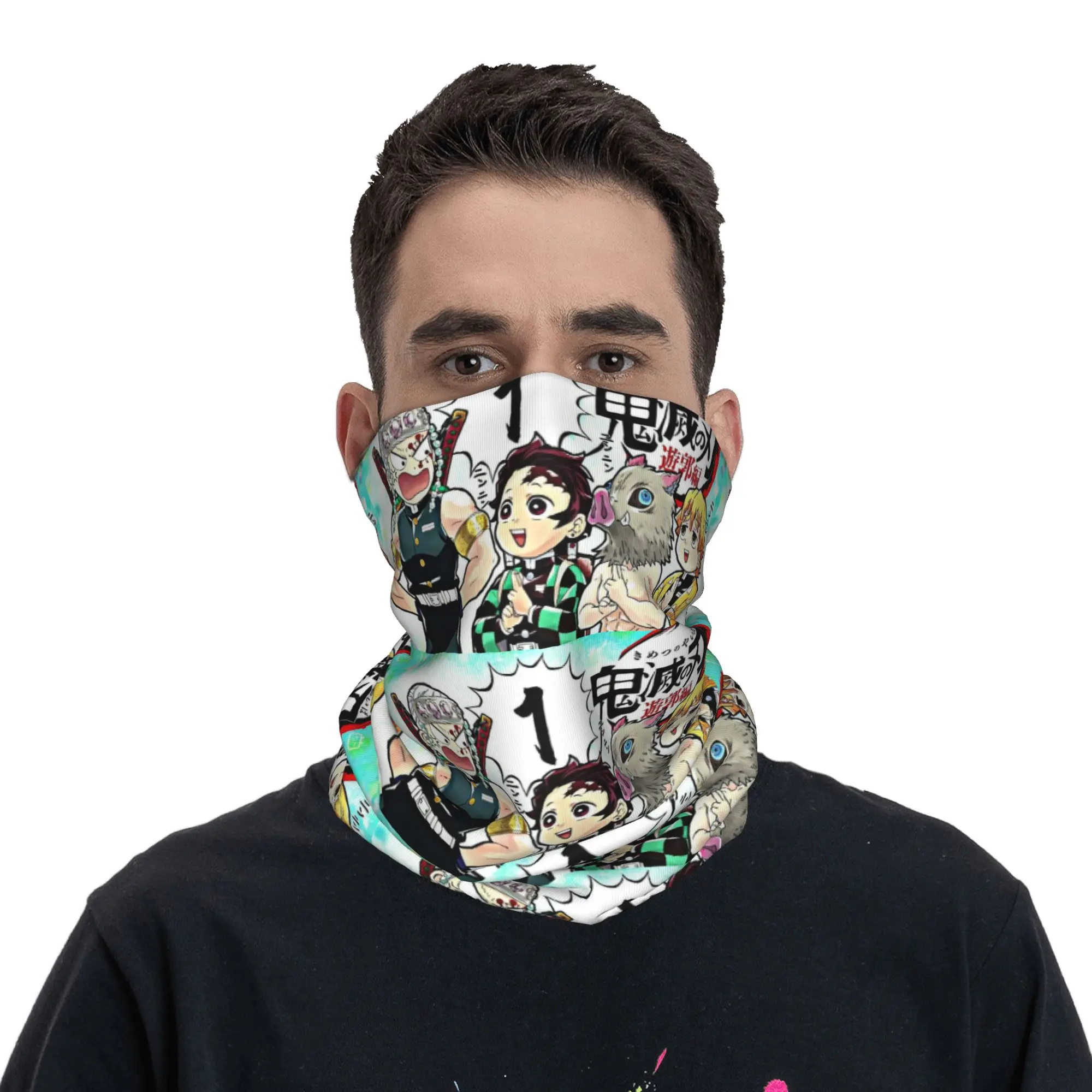 Custom Demones S-Slayer Bandana Neck Warmer Men Women Winter Hiking Ski Scarf Gaiter  Face Cover